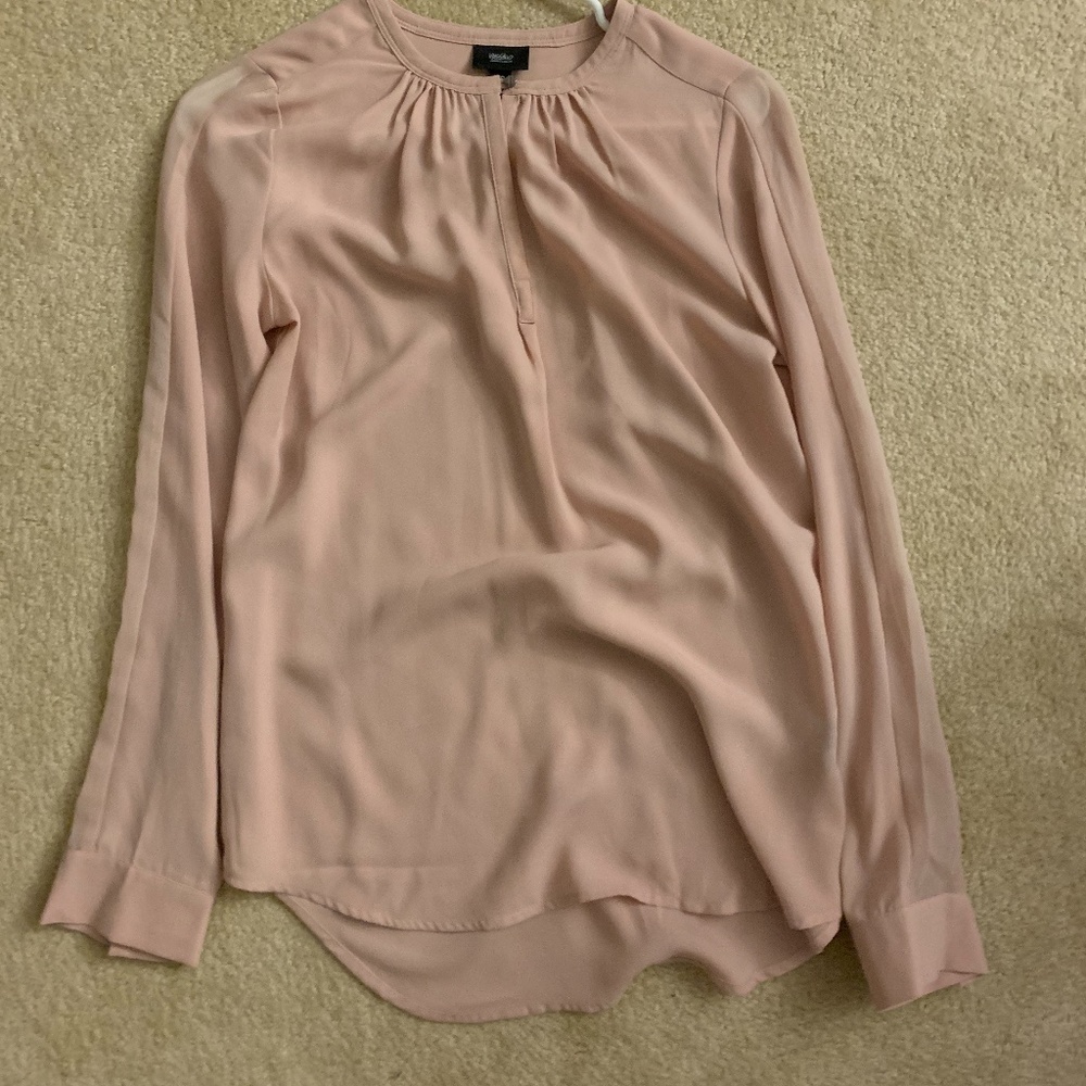 Pink Sheer Business Casual Long Sleeve